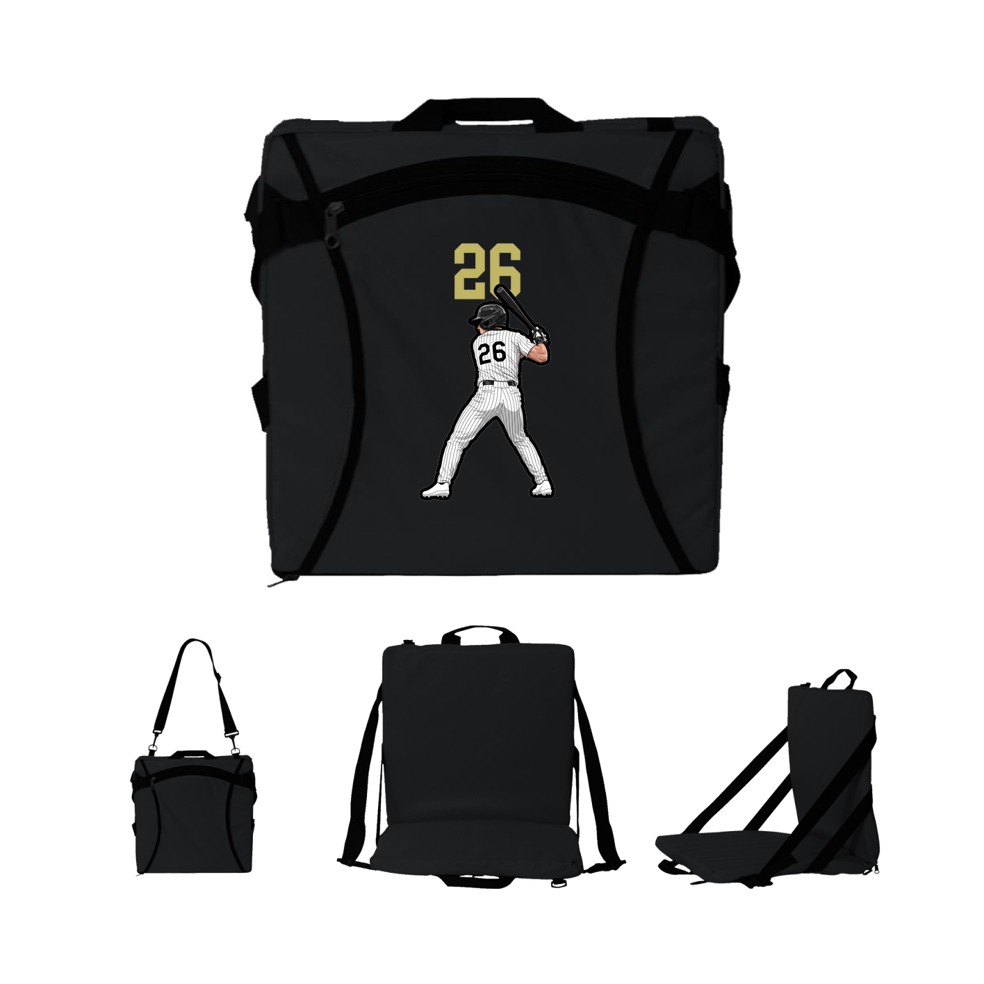 Folding Stadium Seat — Number Top in Black