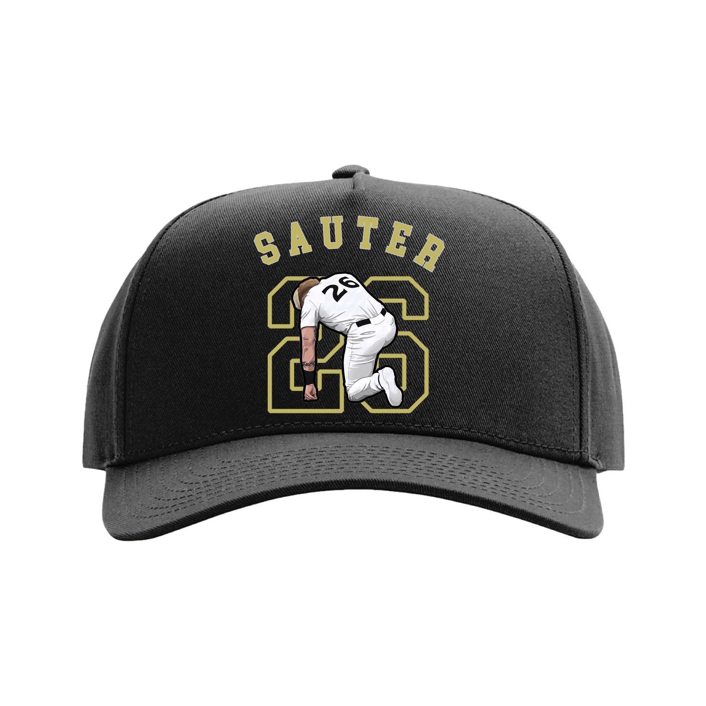 Full Fabric Five-Panel Champ Cap — Shirsey Arch in Black