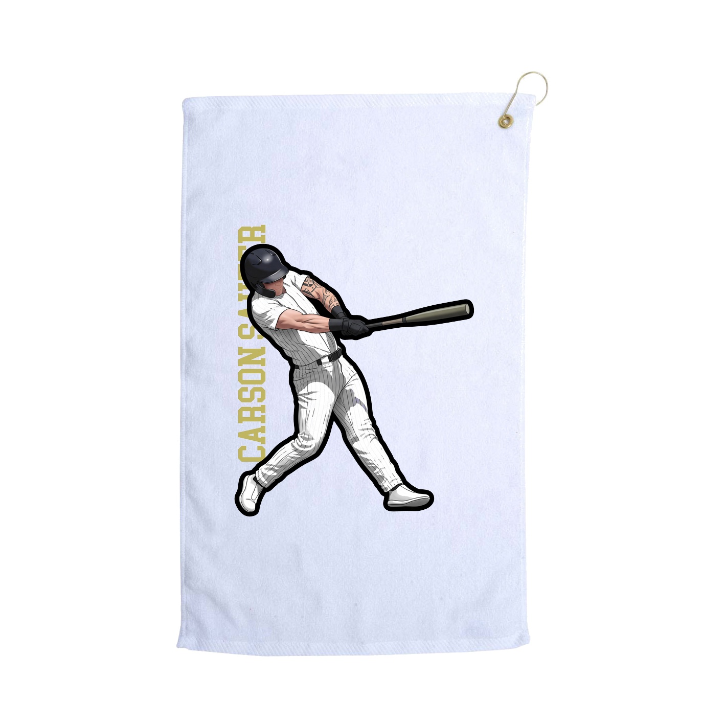 Golf Towel — Name Vertical in White