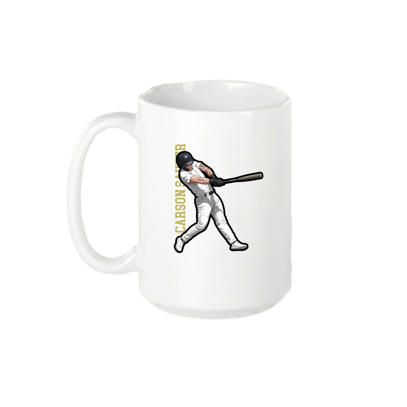 15oz Coffee Mug — Name Vertical in White