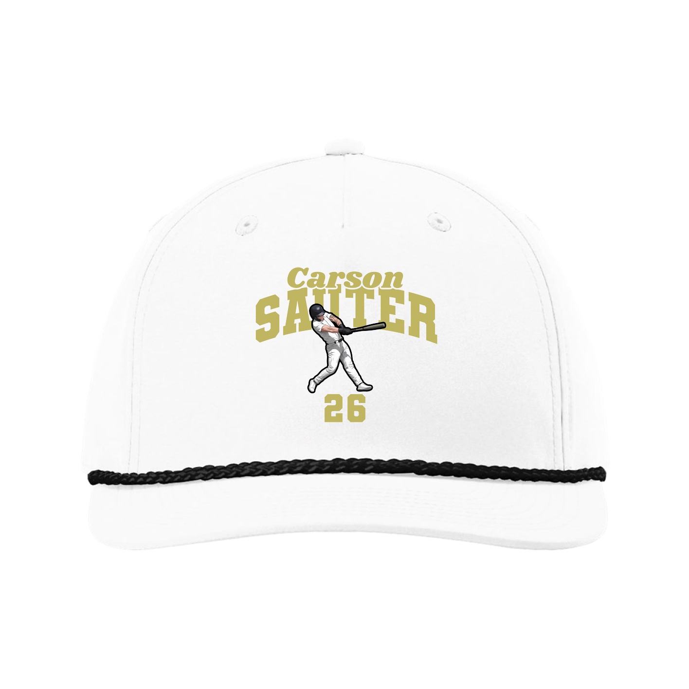 Five-Panel Classic Rope Cap — Signature Arch in White