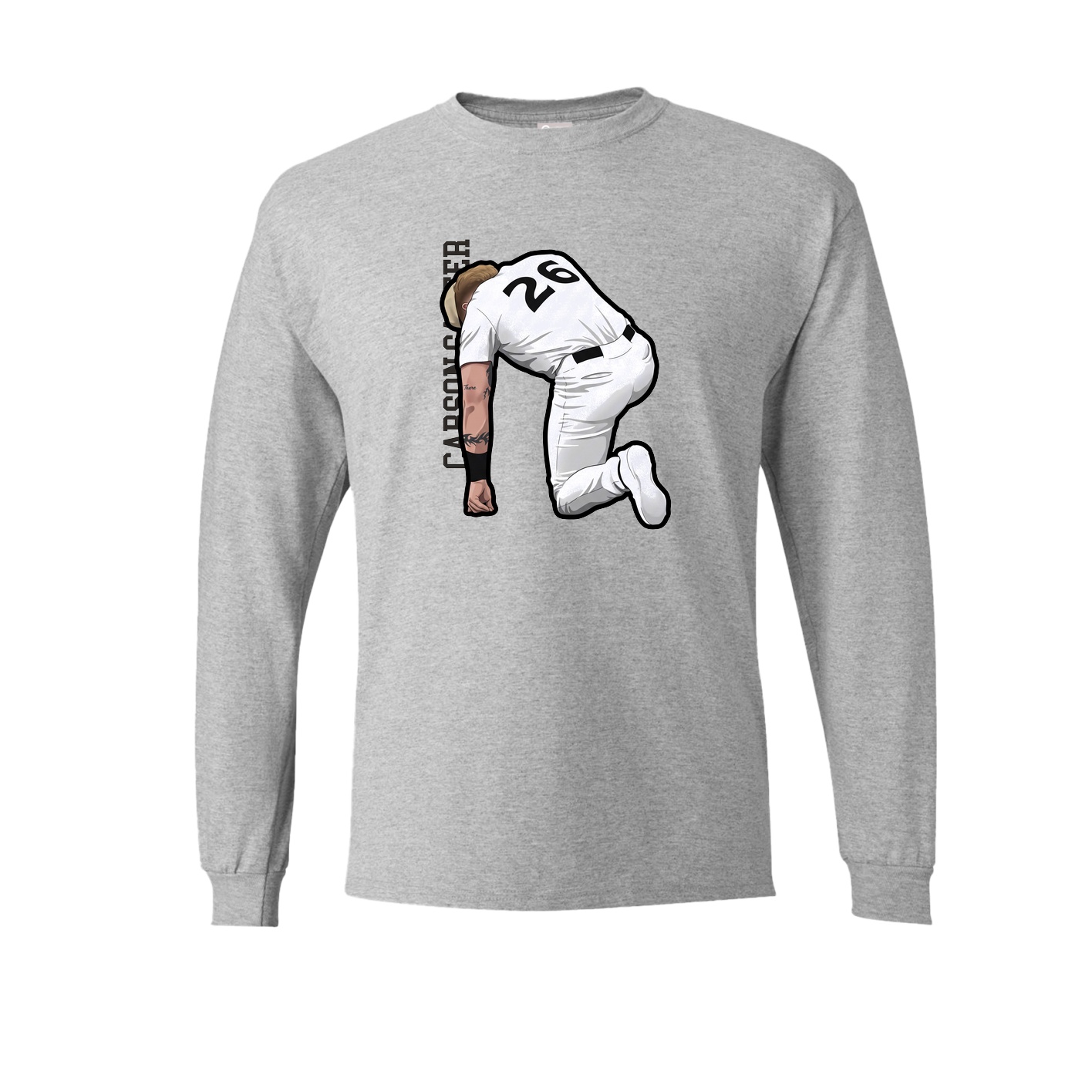 Long Sleeve Tee — Name Vertical in Grey