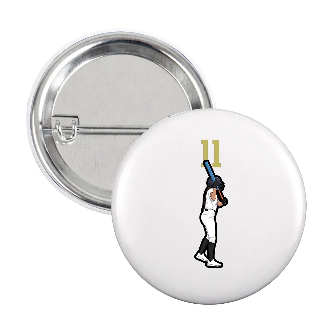 Game Day Button — Number Top in White