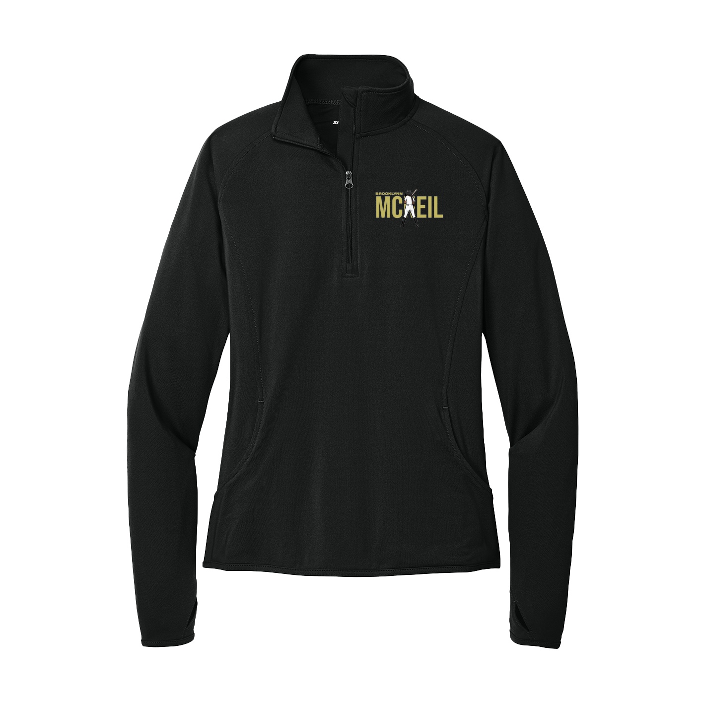 Women's Q-Zip Pullover — Player Name in Black