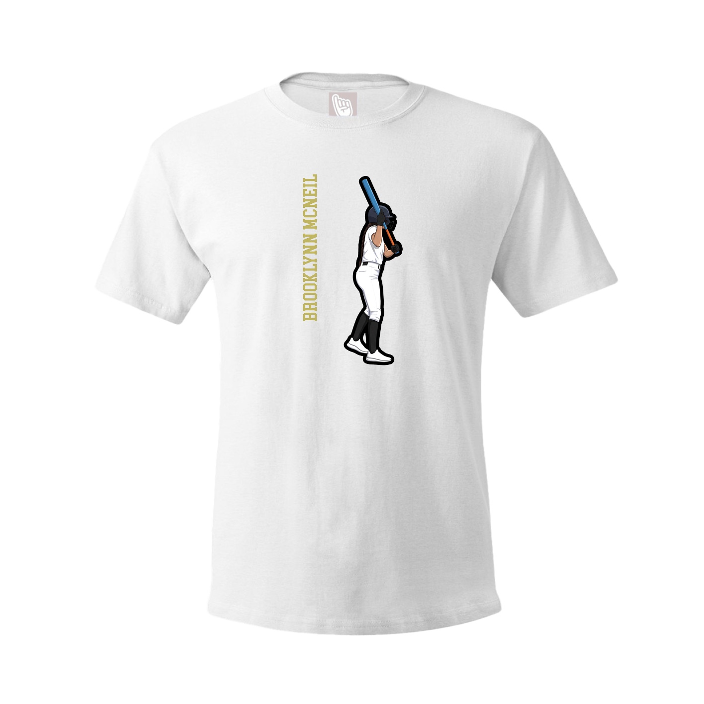 Youth Tee — Name Vertical in White