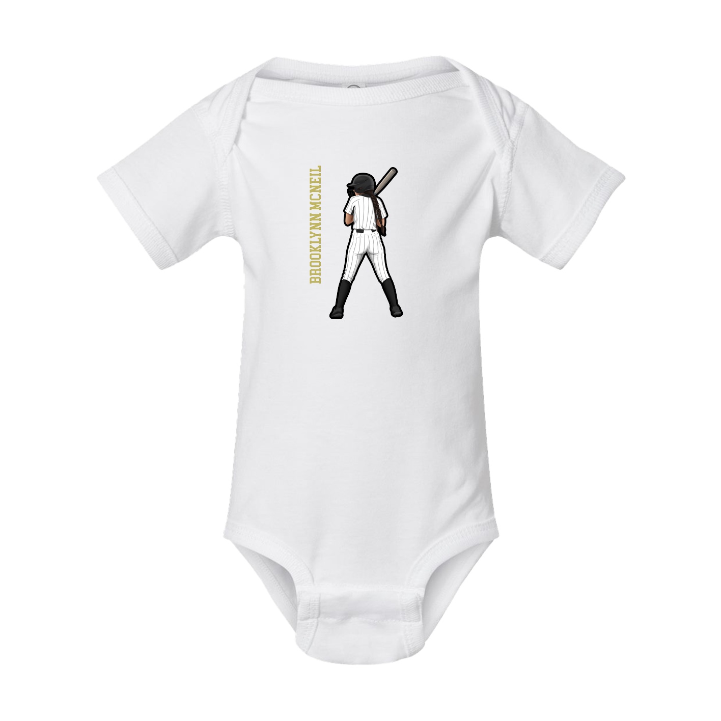 Baby Onesie — Name Vertical in White