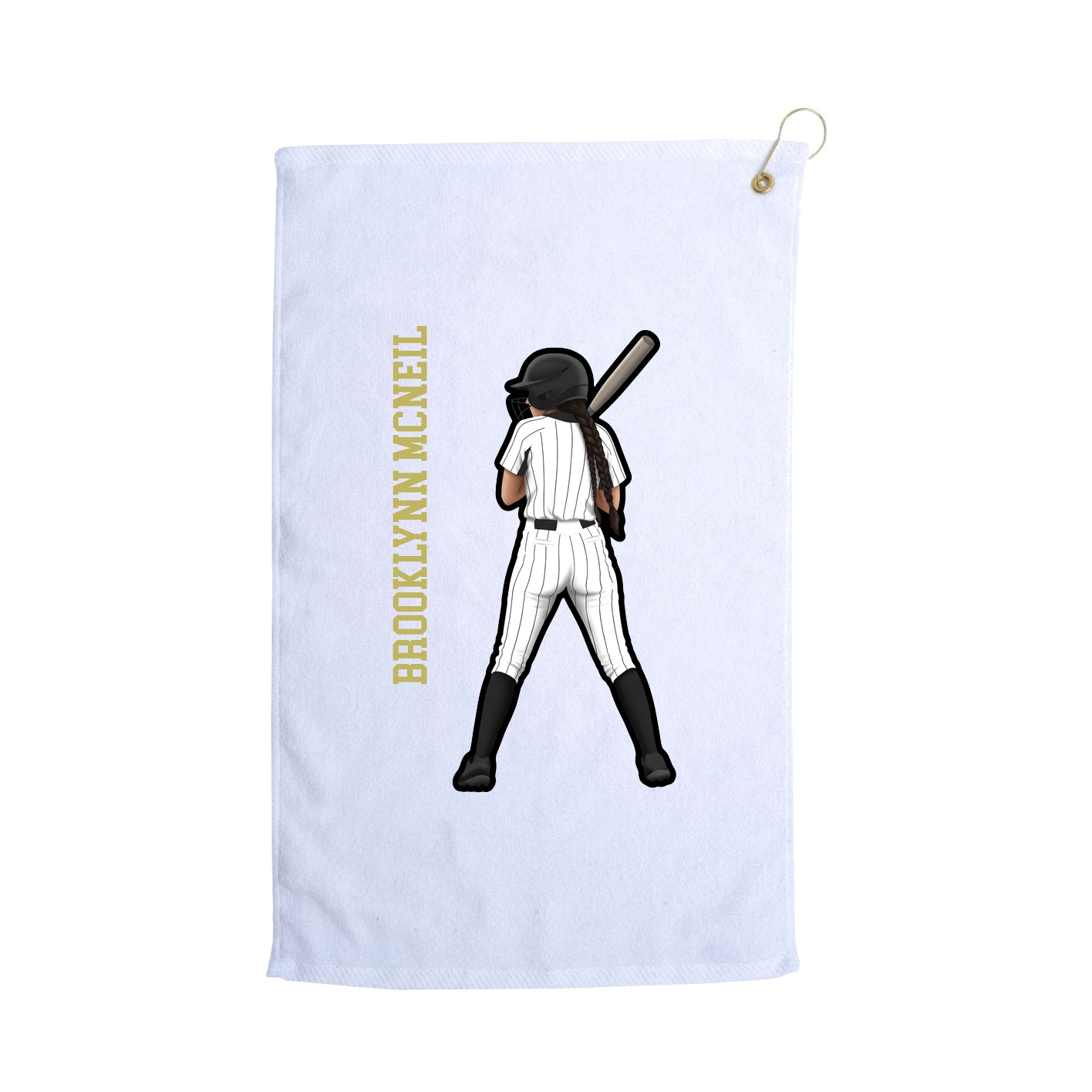 Golf Towel — Name Vertical in White