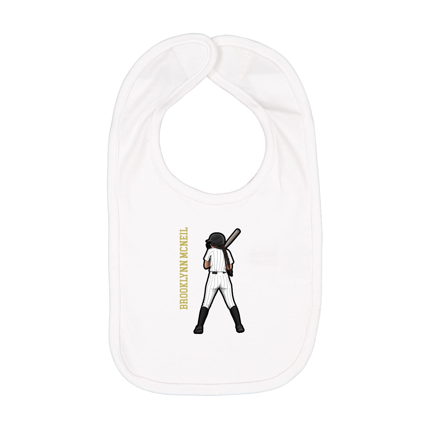 Infant Bib — Name Vertical in White