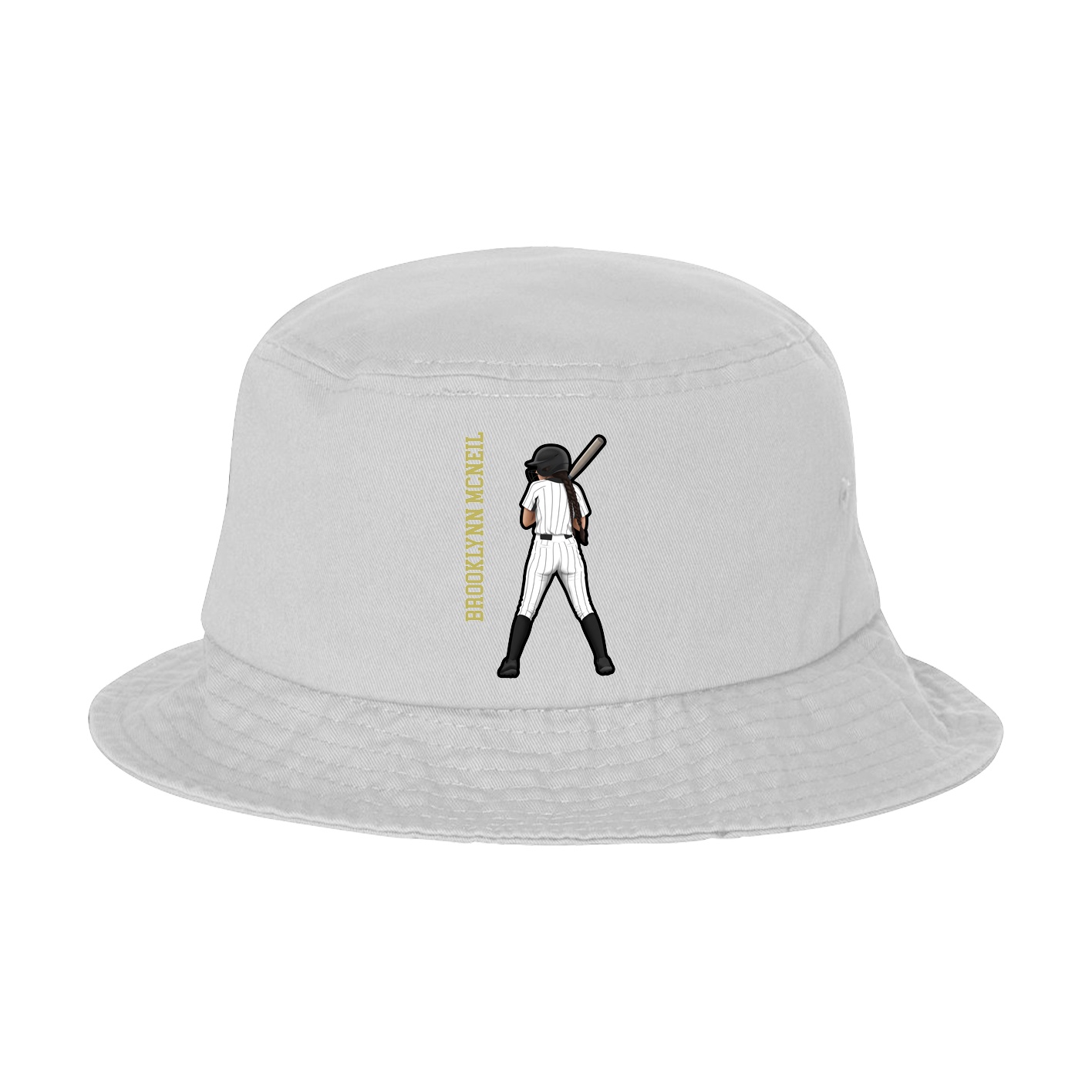 Bucket Cap — Name Vertical in White