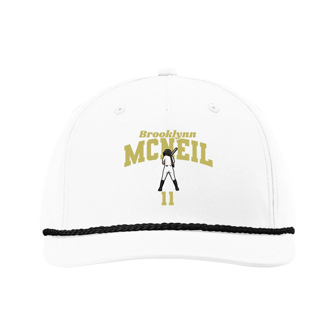 Five-Panel Classic Rope Cap — Signature Arch in White