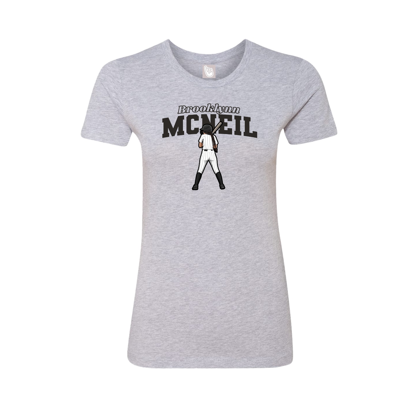 Fitted Women's Tee — Name Arch in Grey