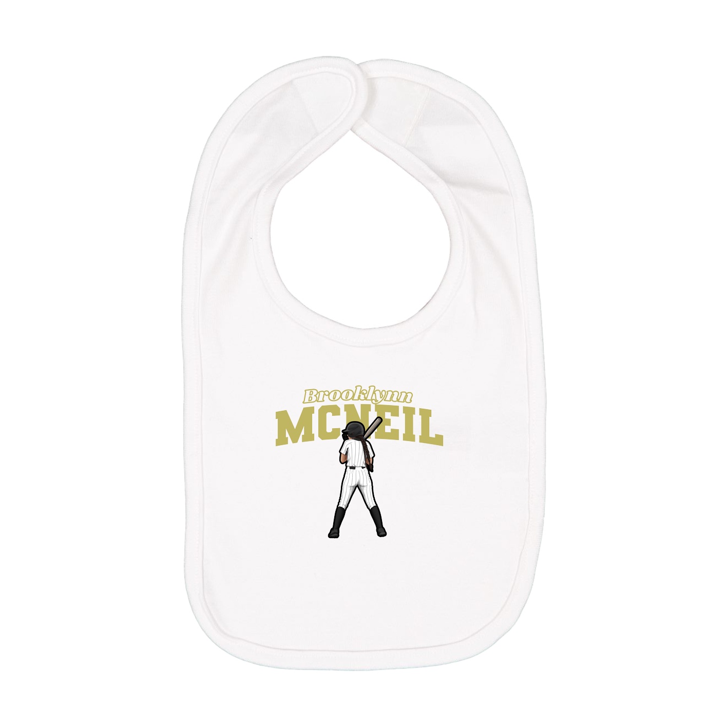 Infant Bib — Name Arch in White