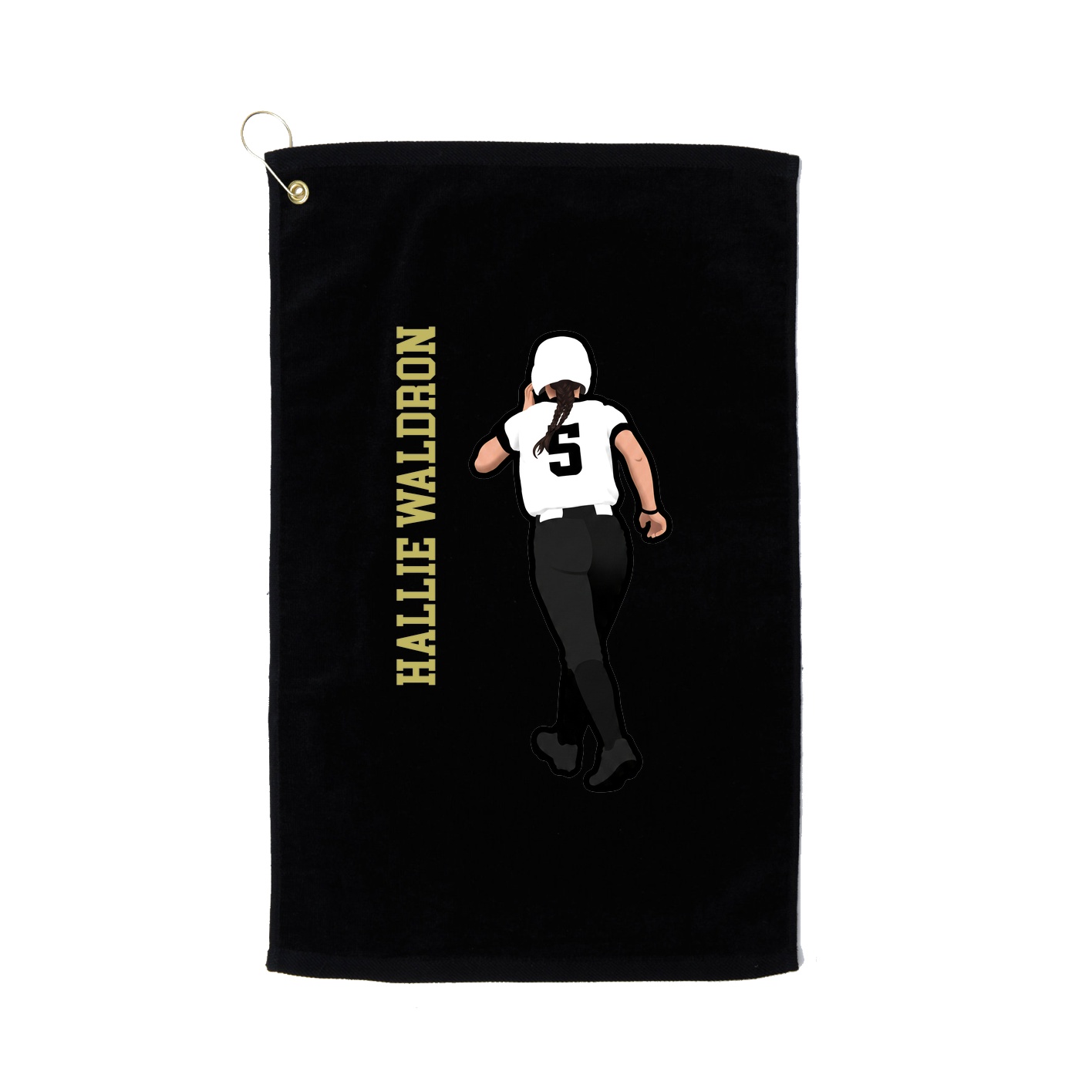 Golf Towel — Name Vertical in Black