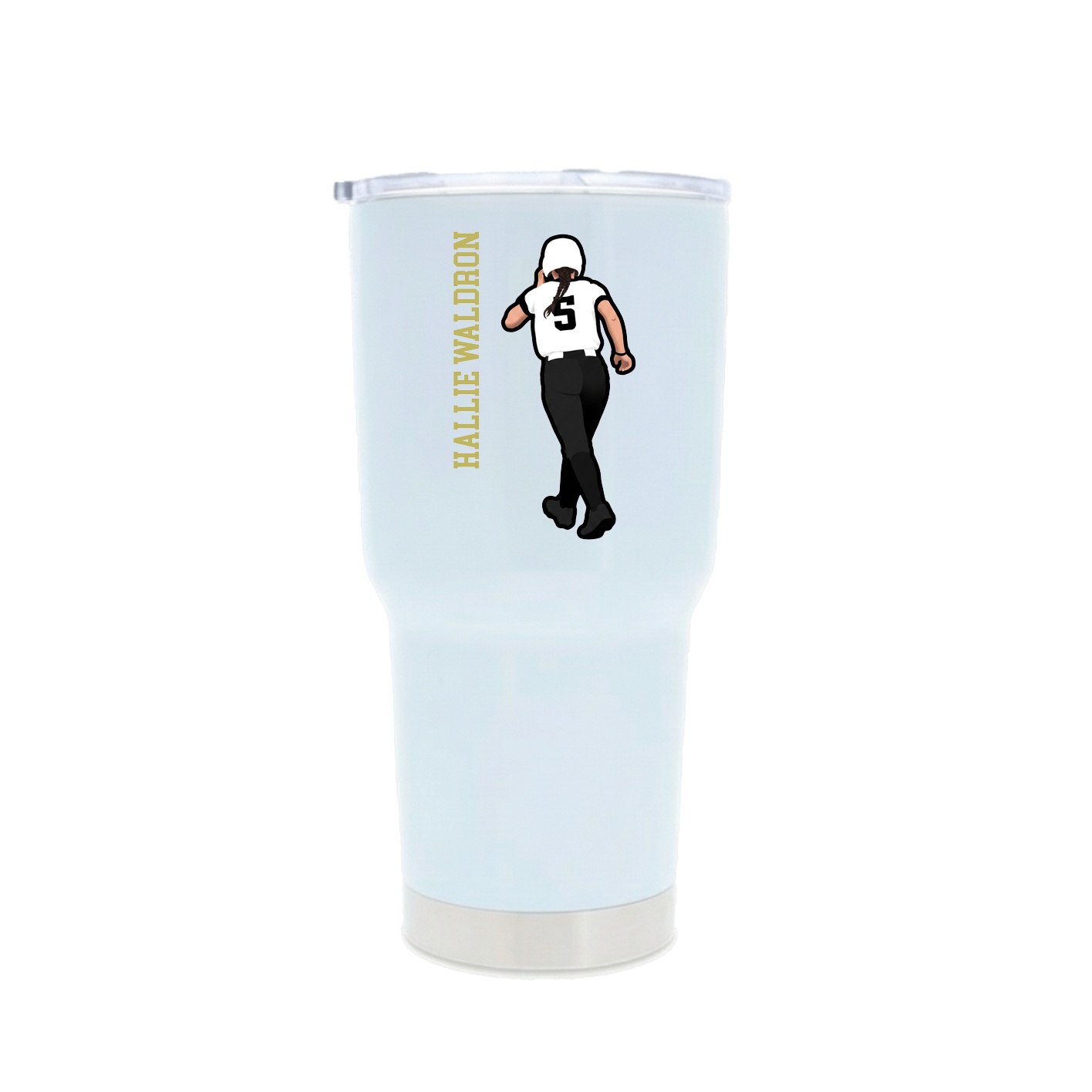 30oz Stainless Steel Tumbler — Name Vertical in White