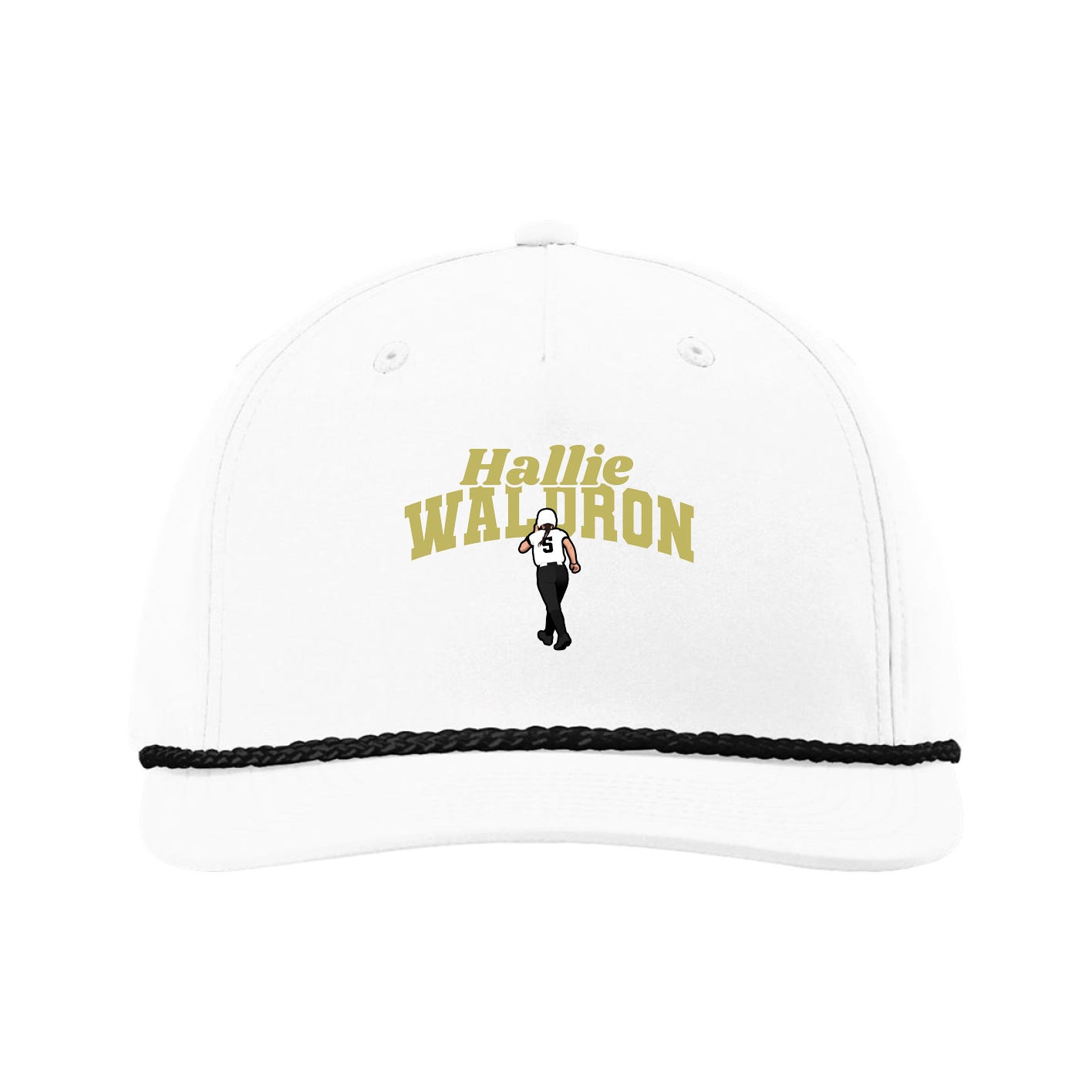 Five-Panel Classic Rope Cap — Signature Arch in White