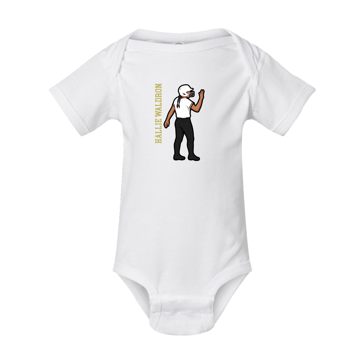 Baby Onesie — Name Vertical in White