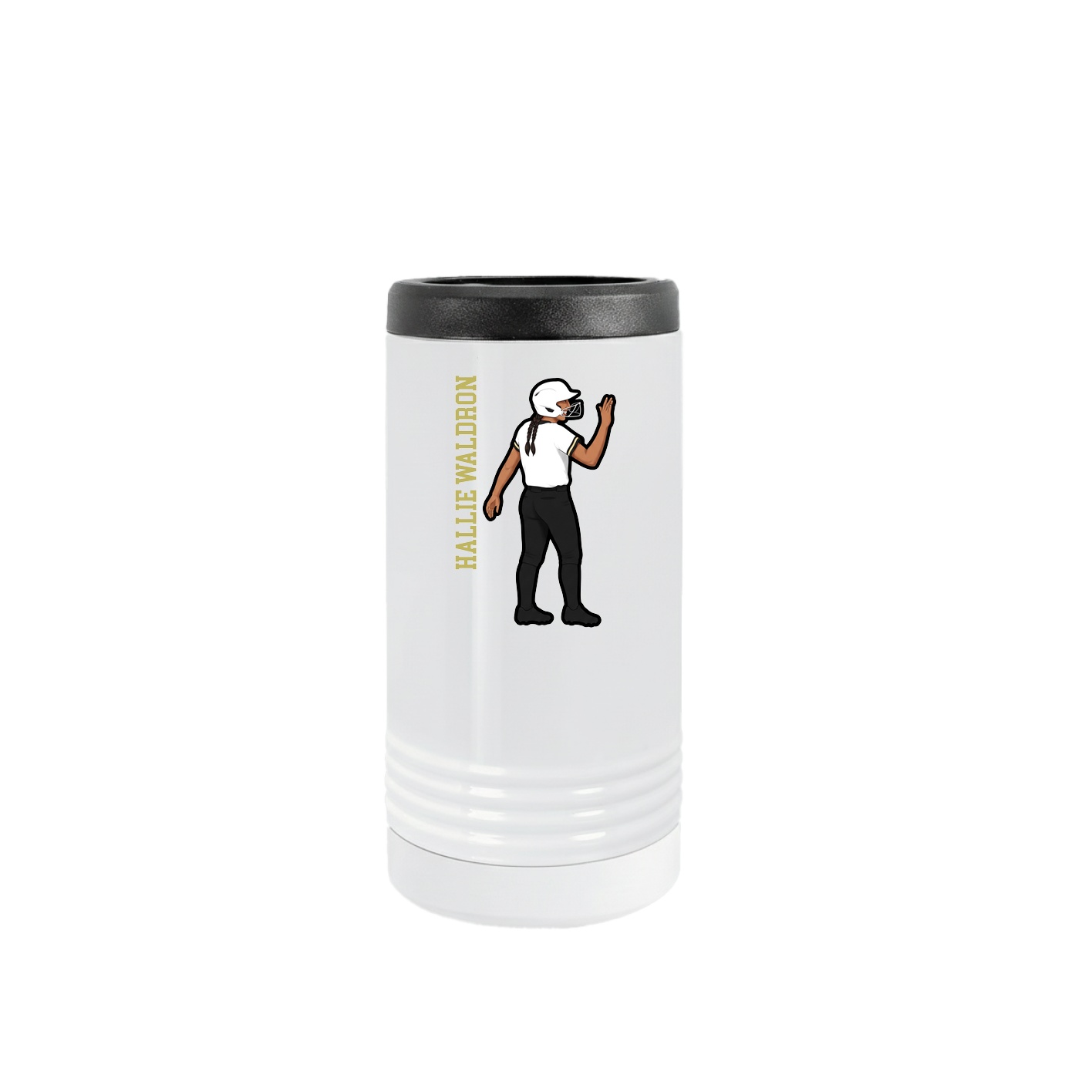 Slim Beverage Holder — Name Vertical in White