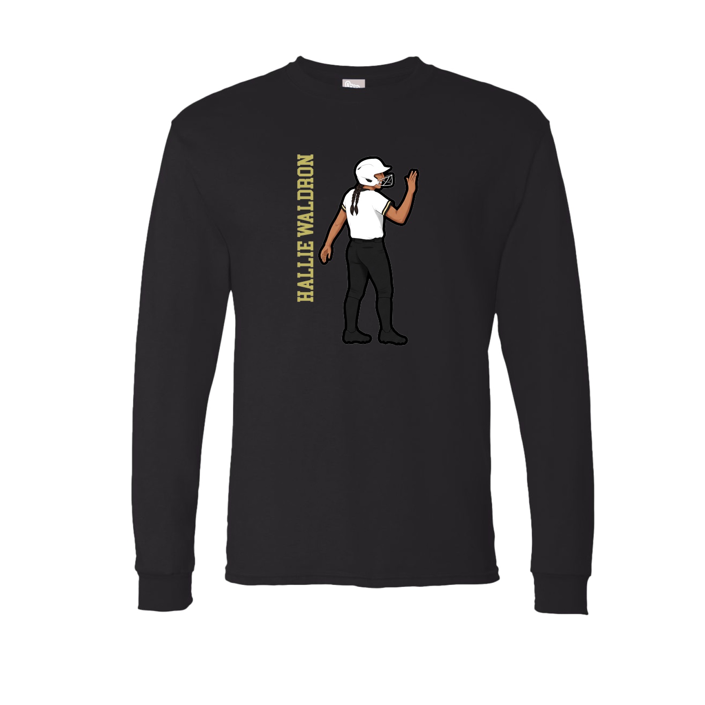 Long Sleeve Tee — Name Vertical in Black