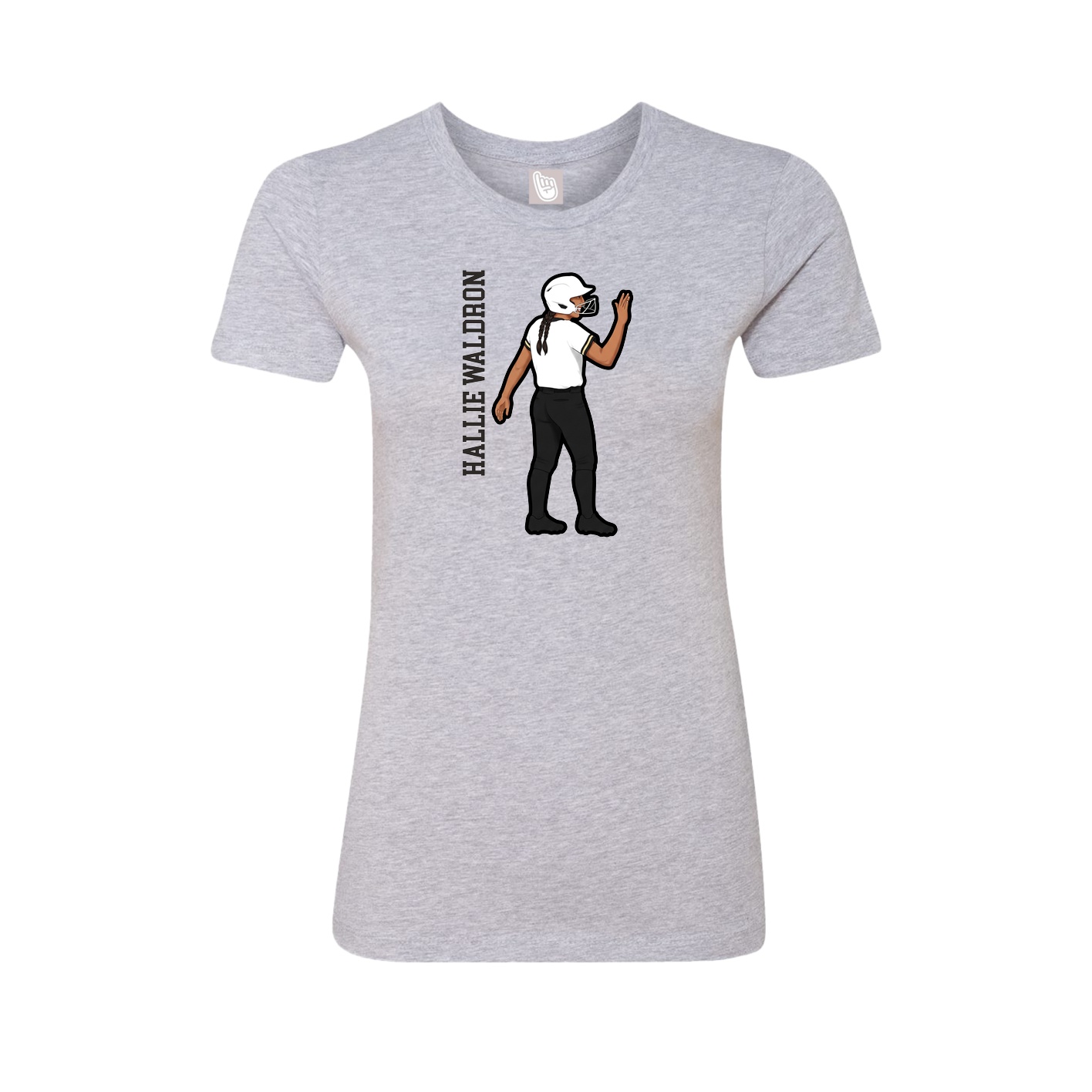 Fitted Women's Tee — Name Vertical in Grey