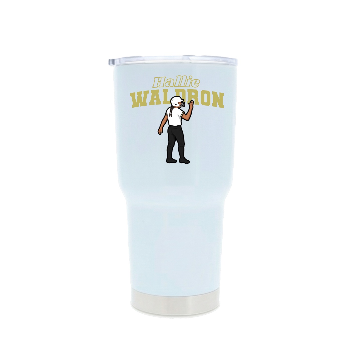 30oz Stainless Steel Tumbler — Name Arch in White