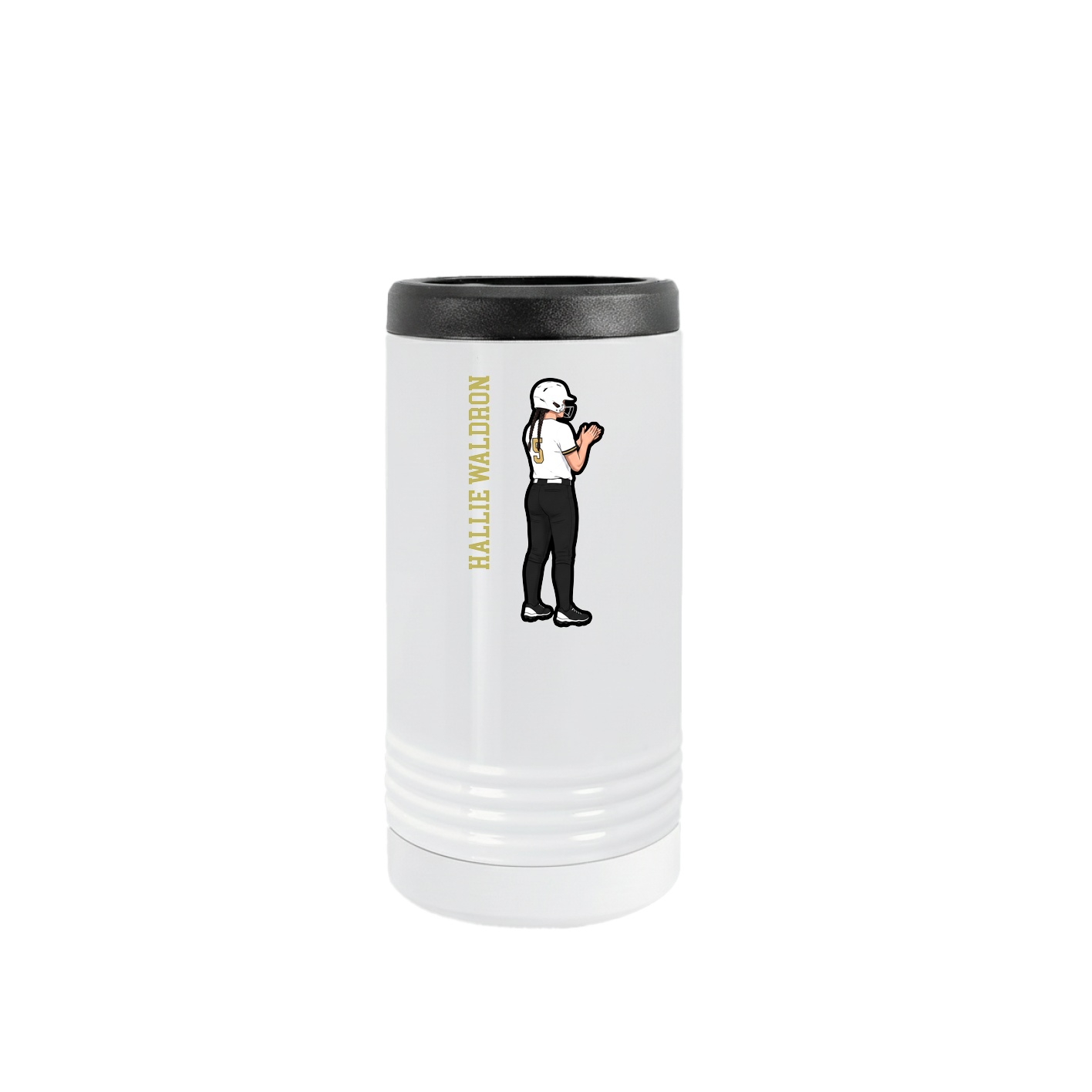 Slim Beverage Holder — Name Vertical in White