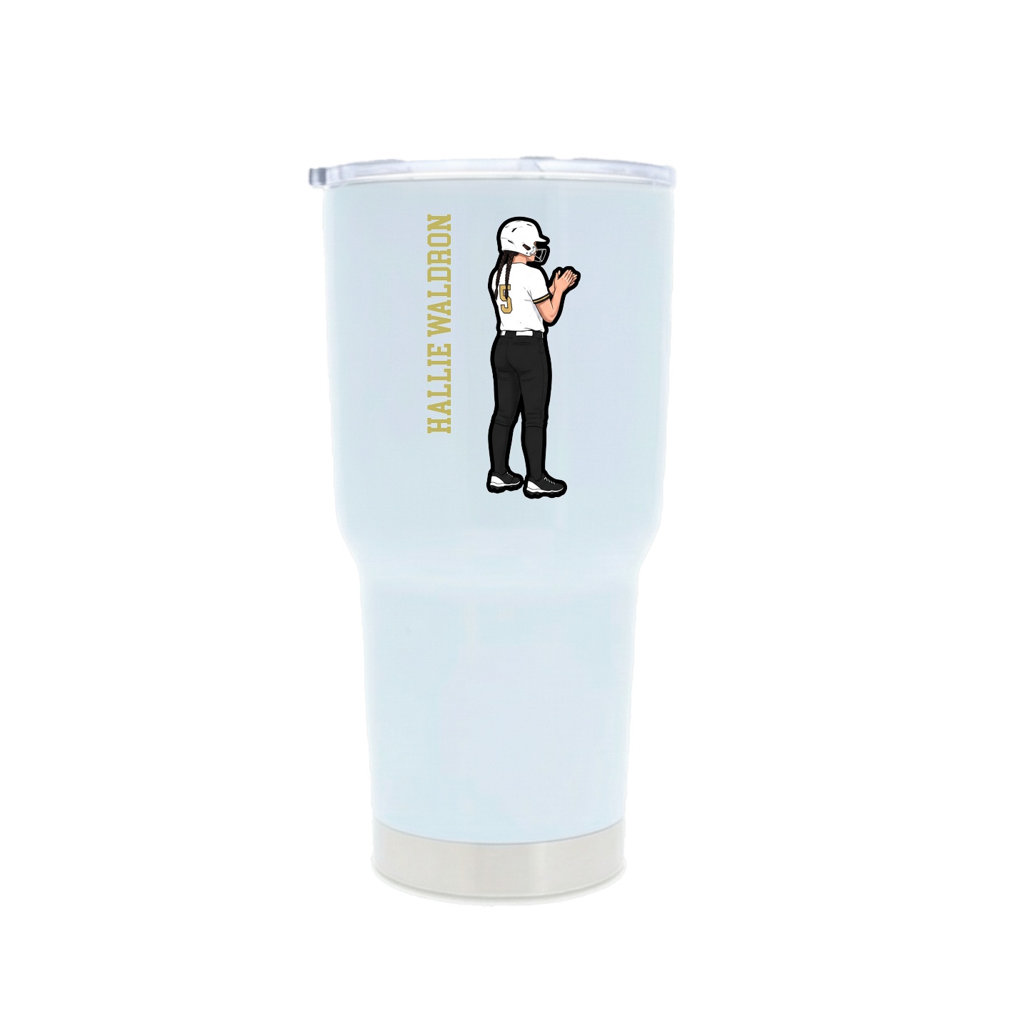 30oz Stainless Steel Tumbler — Name Vertical in White
