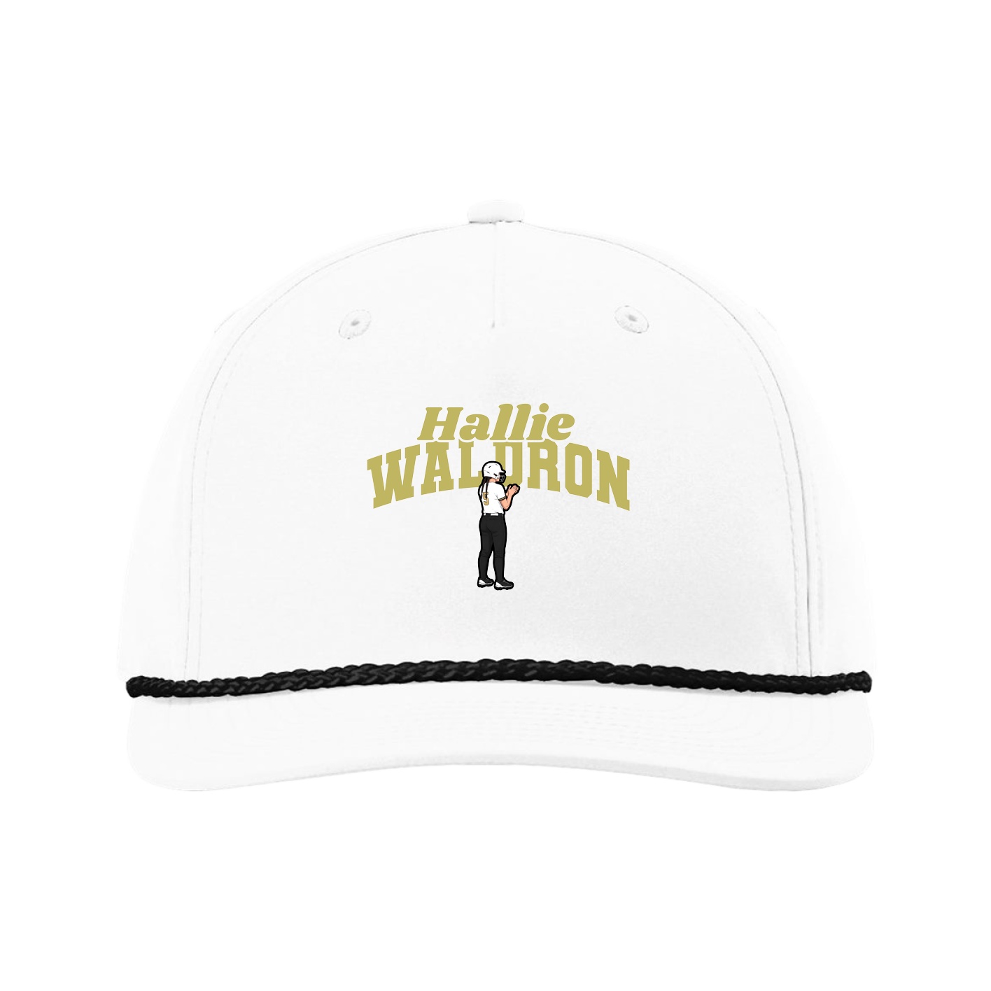 Five-Panel Classic Rope Cap — Signature Arch in White