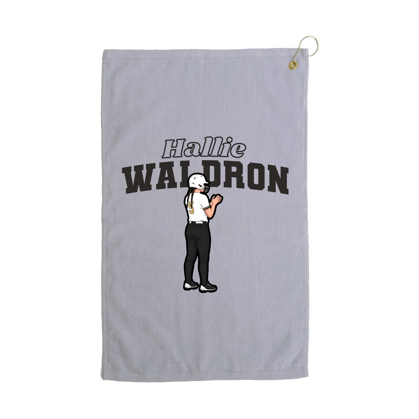 Golf Towel — Name Arch in Grey