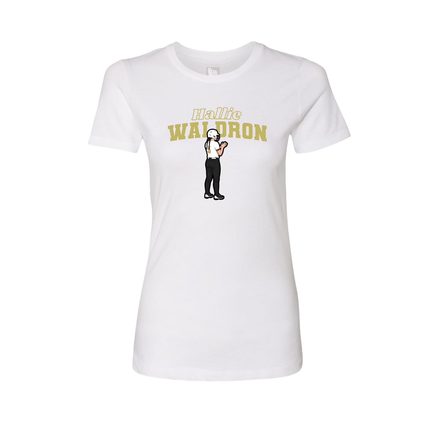 Fitted Women's Tee — Name Arch in White
