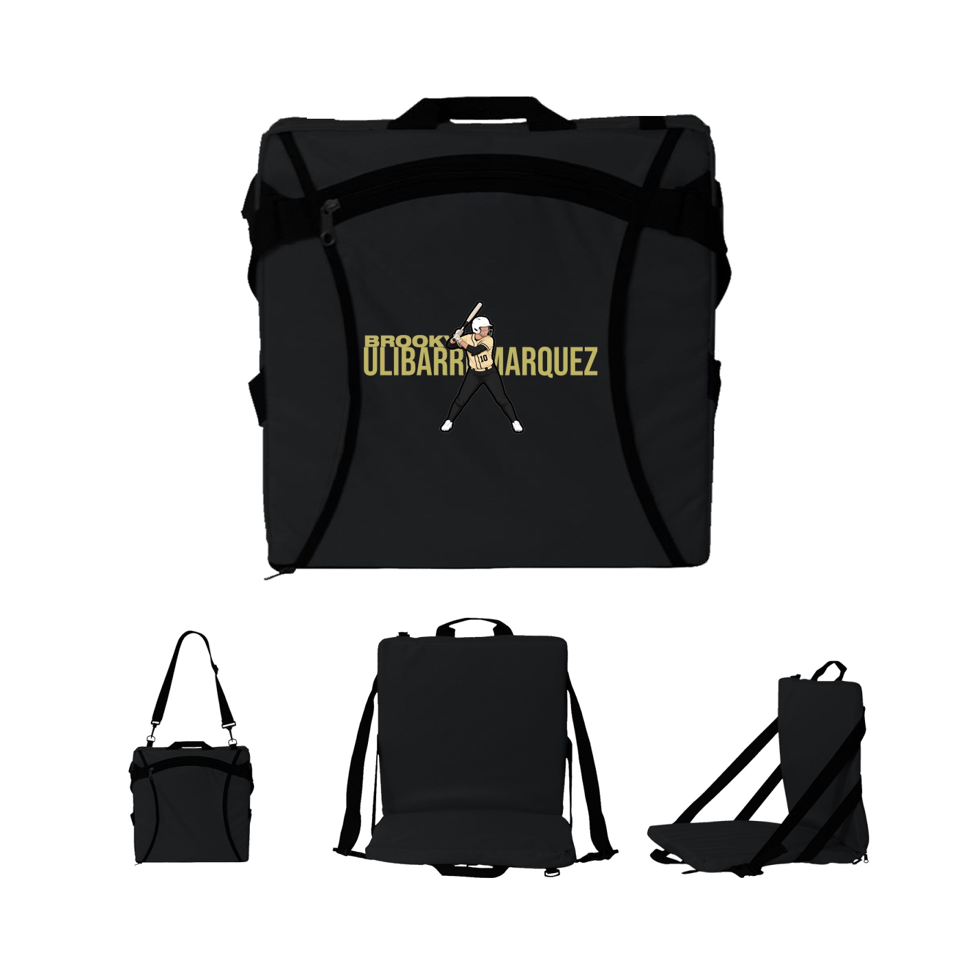 Folding Stadium Seat — Player Name in Black