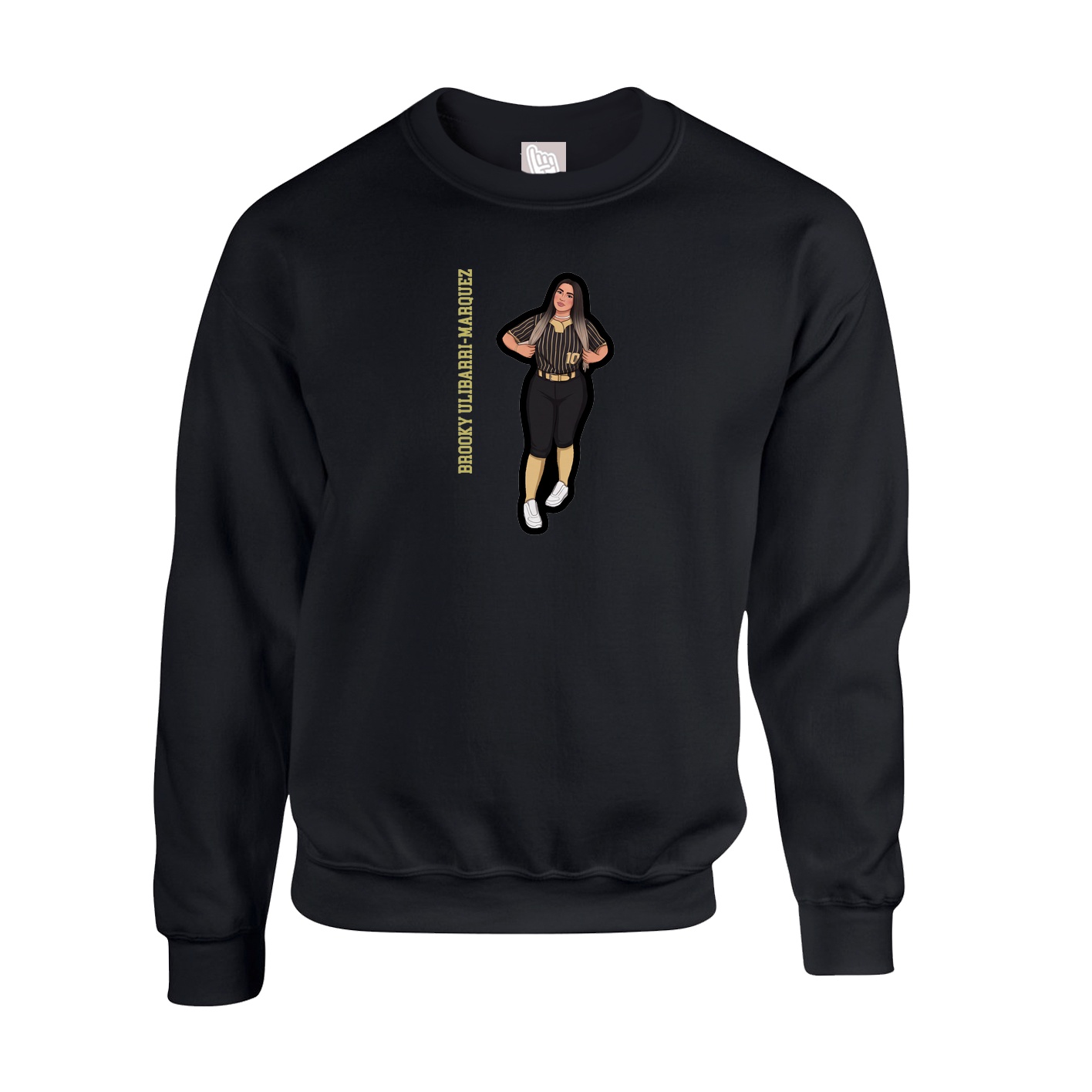 Fleece Crew — Name Vertical in Black