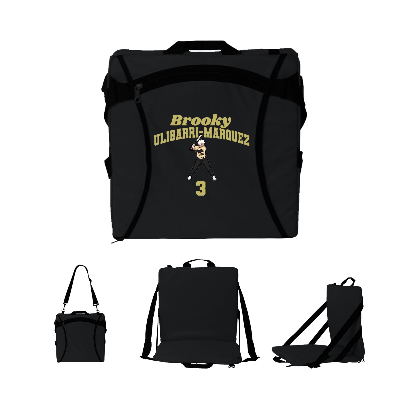 Folding Stadium Seat — Signature Arch in Black