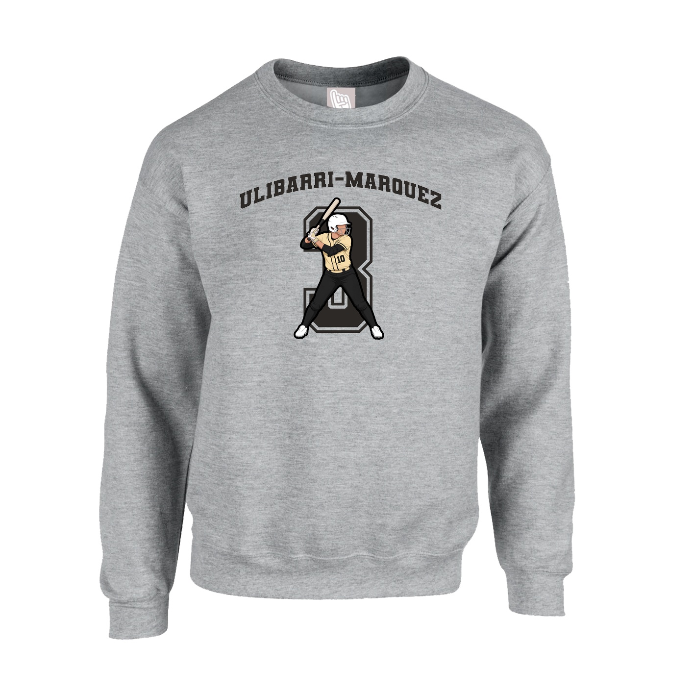 Fleece Crew — Number in Grey