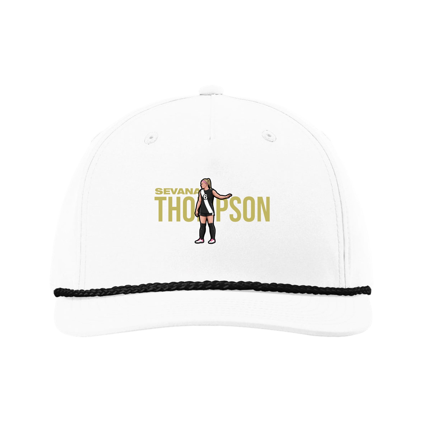 Five-Panel Classic Rope Cap — Player Name in White