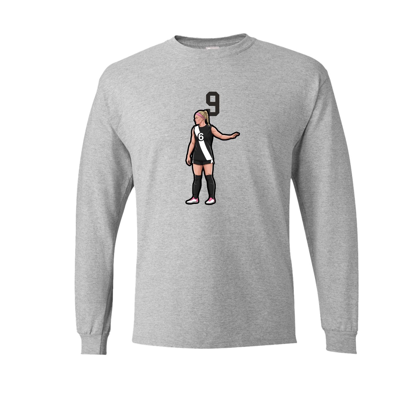 Long Sleeve Tee — Number Top in Grey