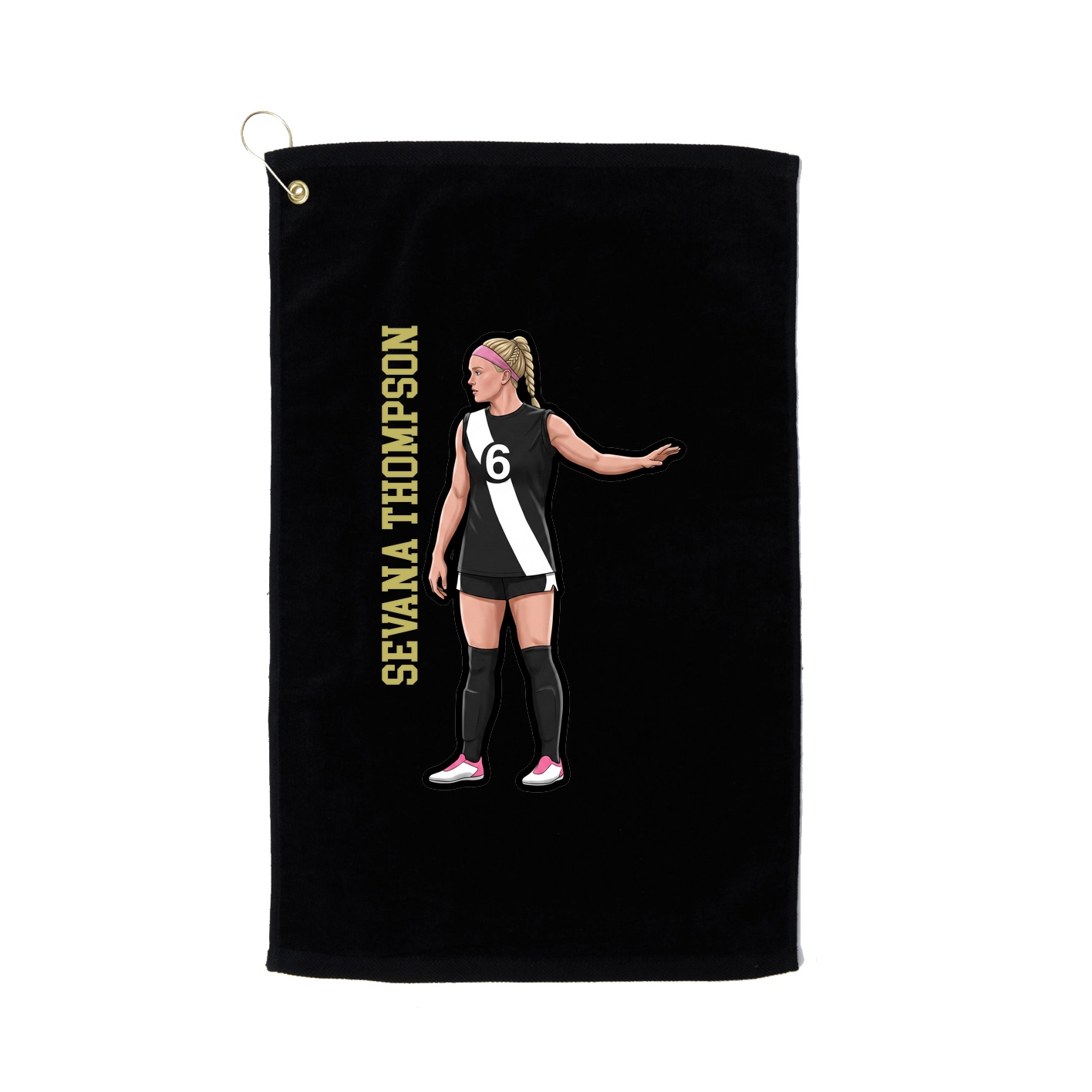 Golf Towel — Name Vertical in Black