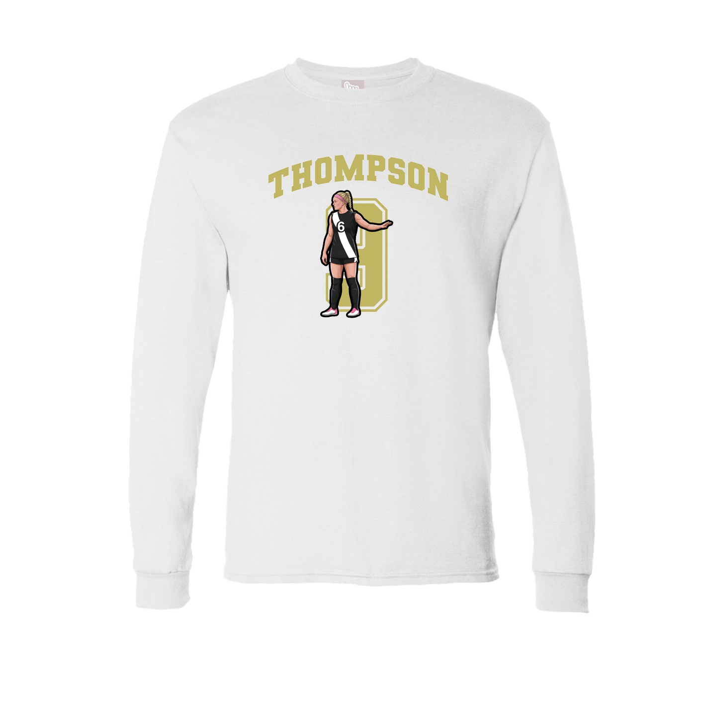 Long Sleeve Tee — Number in White