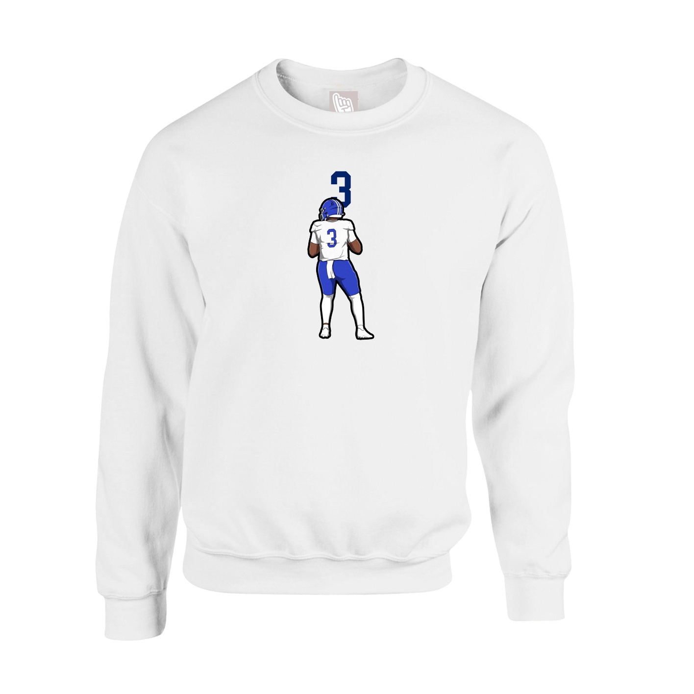Fleece Crew — Number Top in White