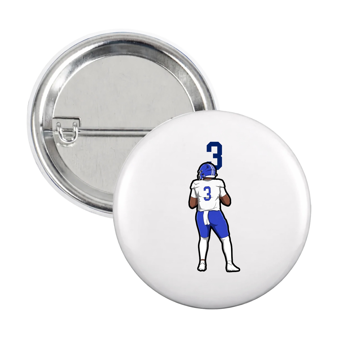 Game Day Button — Number Top in White