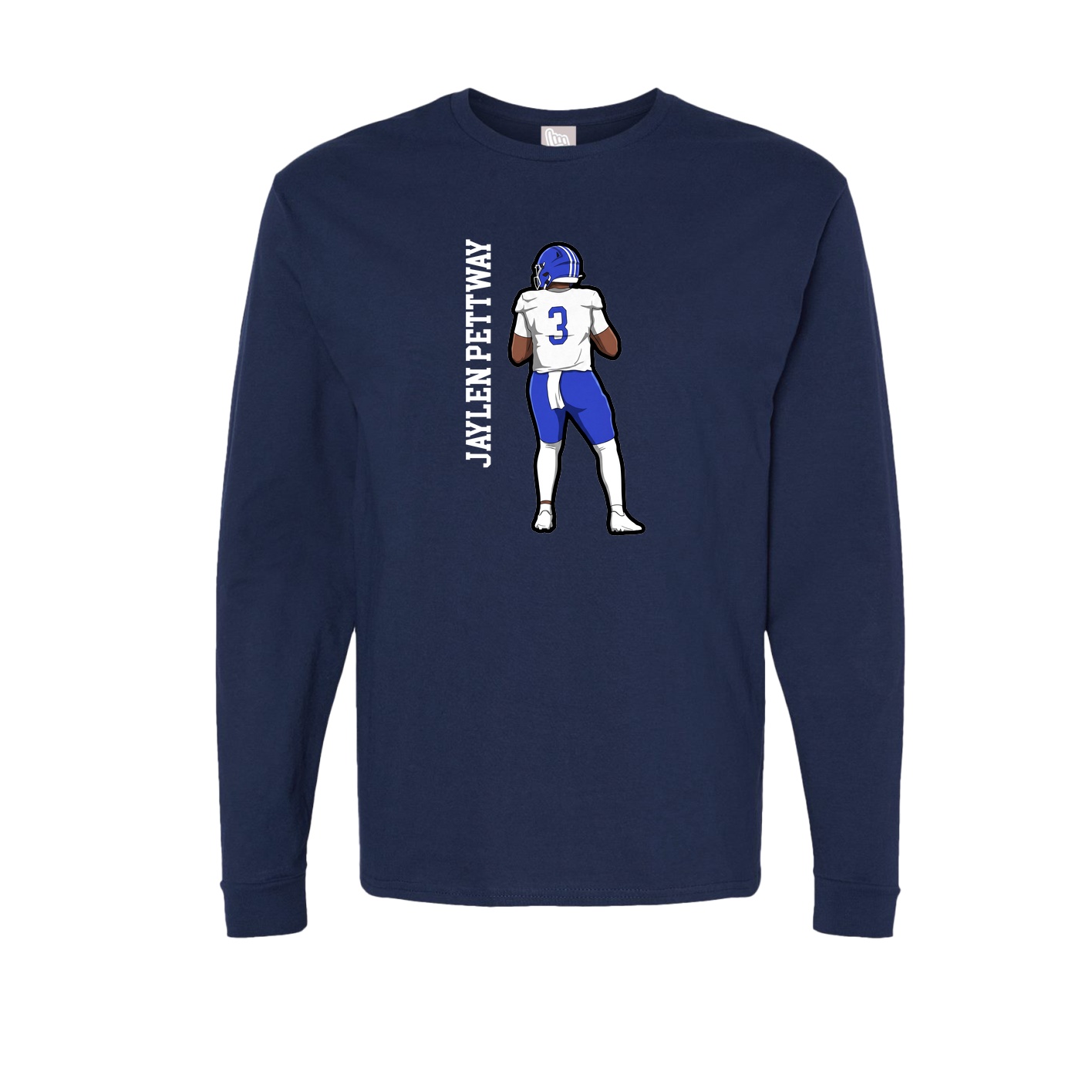 Long Sleeve Tee — Name Vertical in Navy