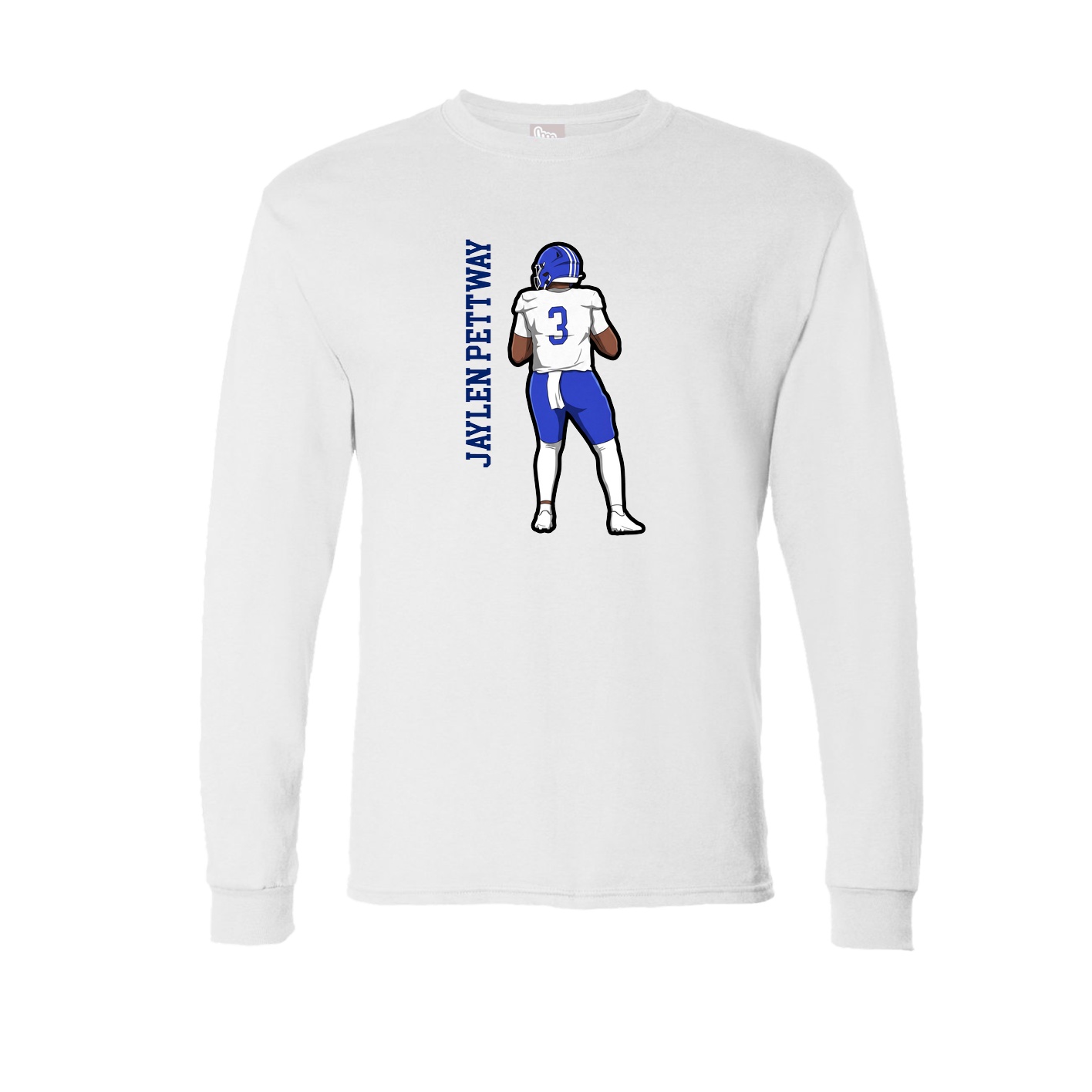 Long Sleeve Tee — Name Vertical in White