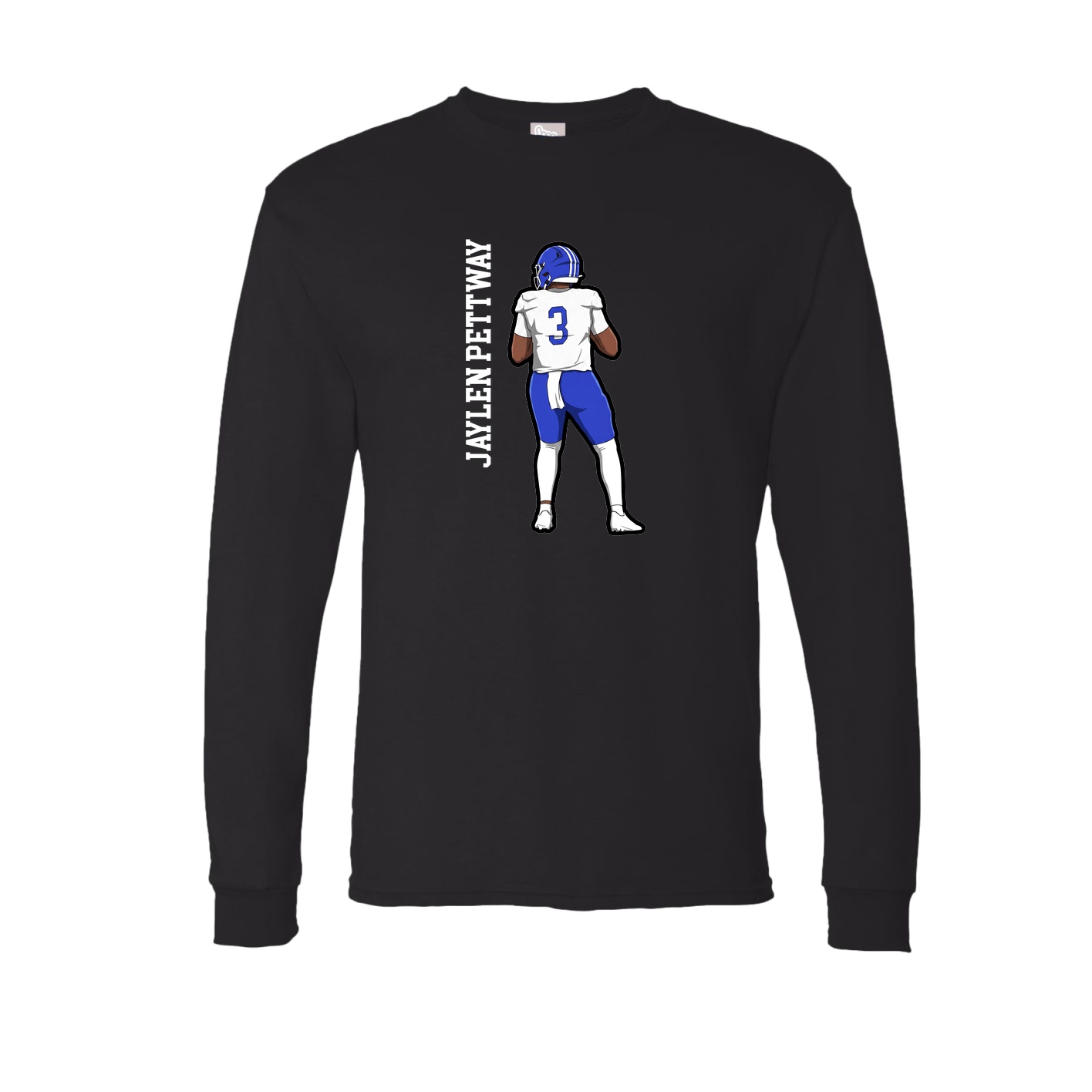 Long Sleeve Tee — Name Vertical in Black