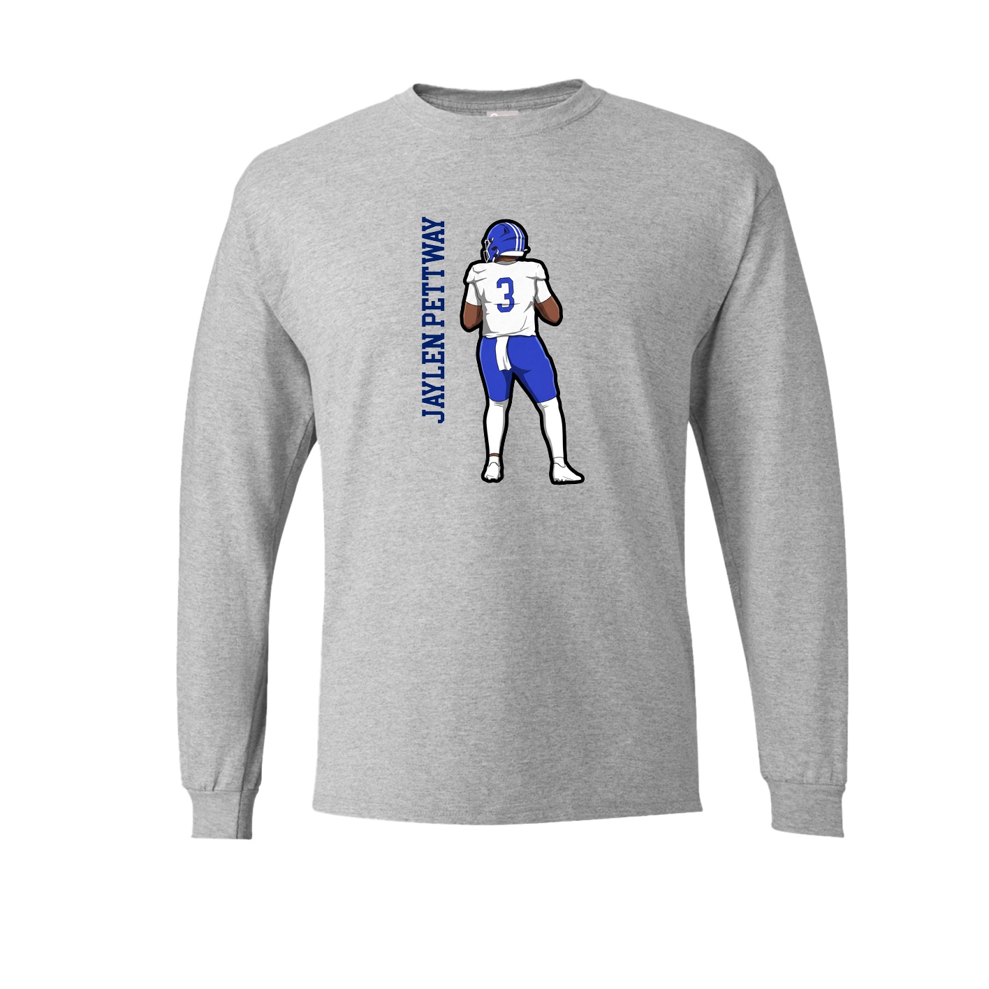 Long Sleeve Tee — Name Vertical in Grey