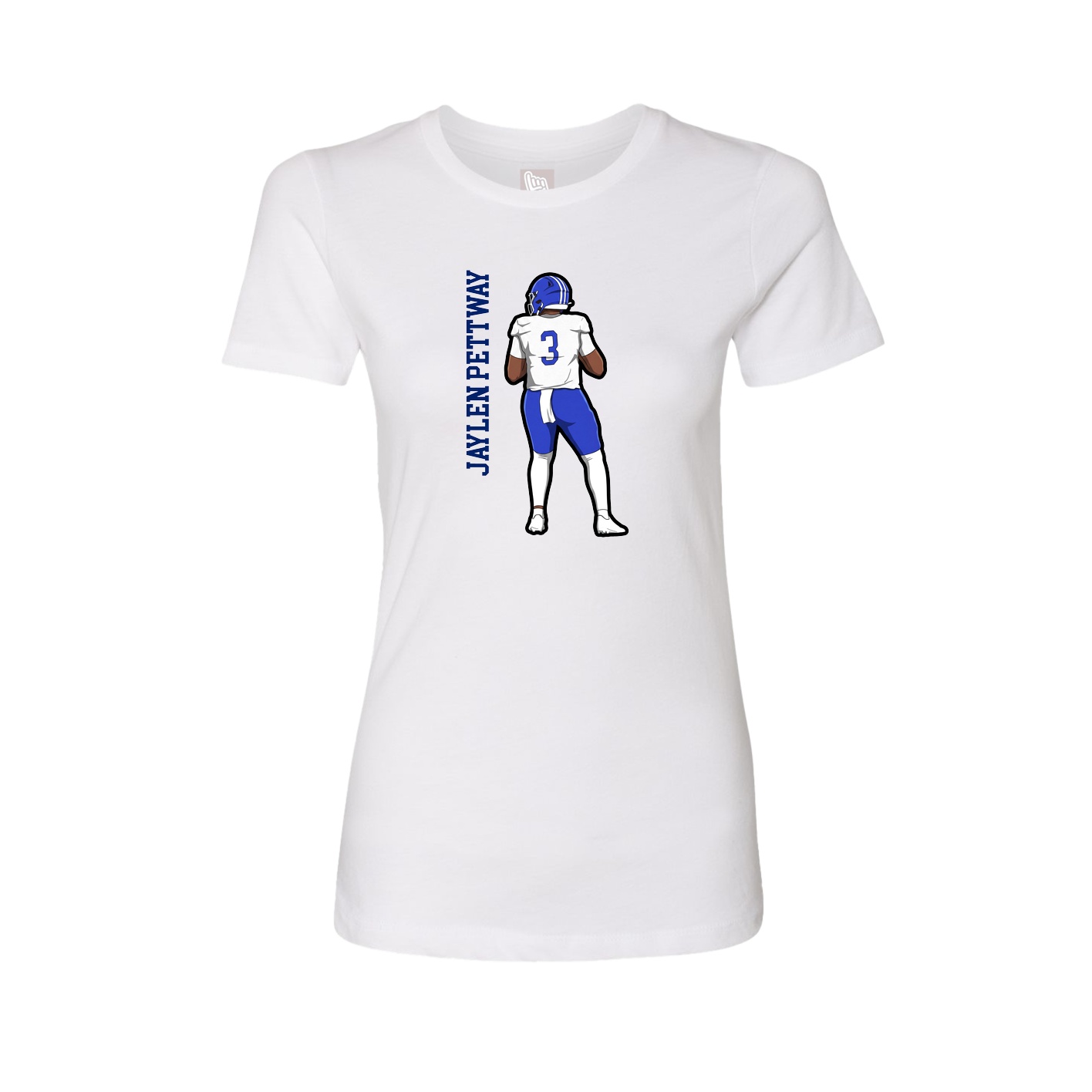 Womens Tee — Name Vertical in White