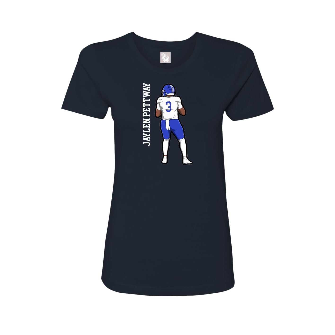 Womens Tee — Name Vertical in Navy