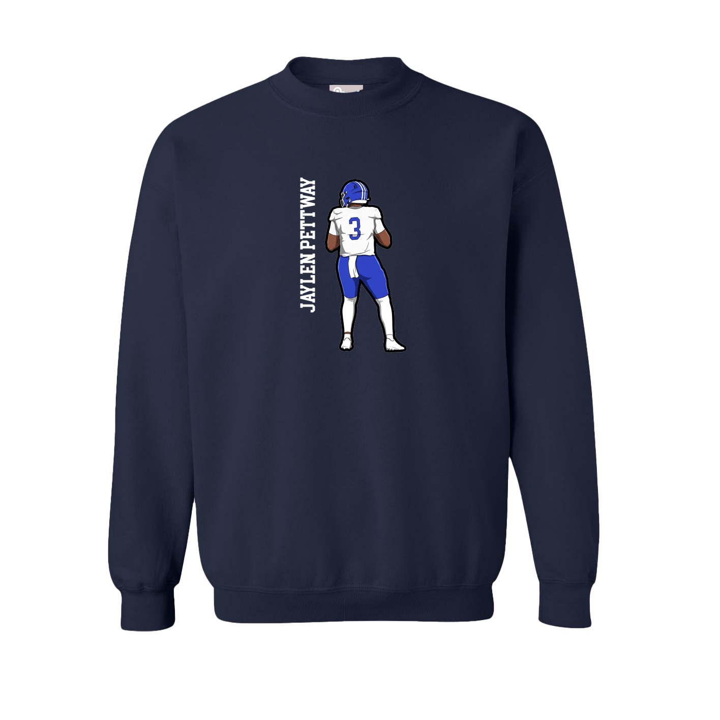 Fleece Crew — Name Vertical in Navy