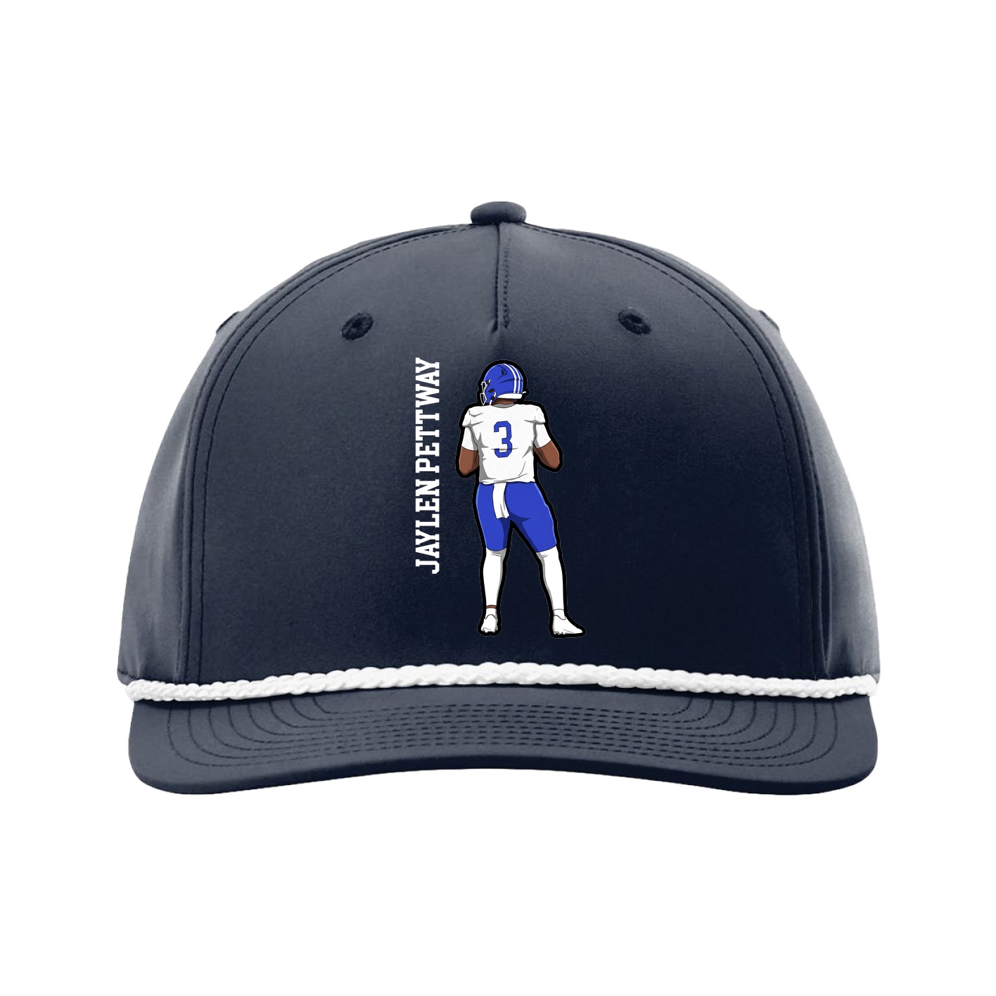 Five-Panel Classic Rope Cap — Name Vertical in Navy