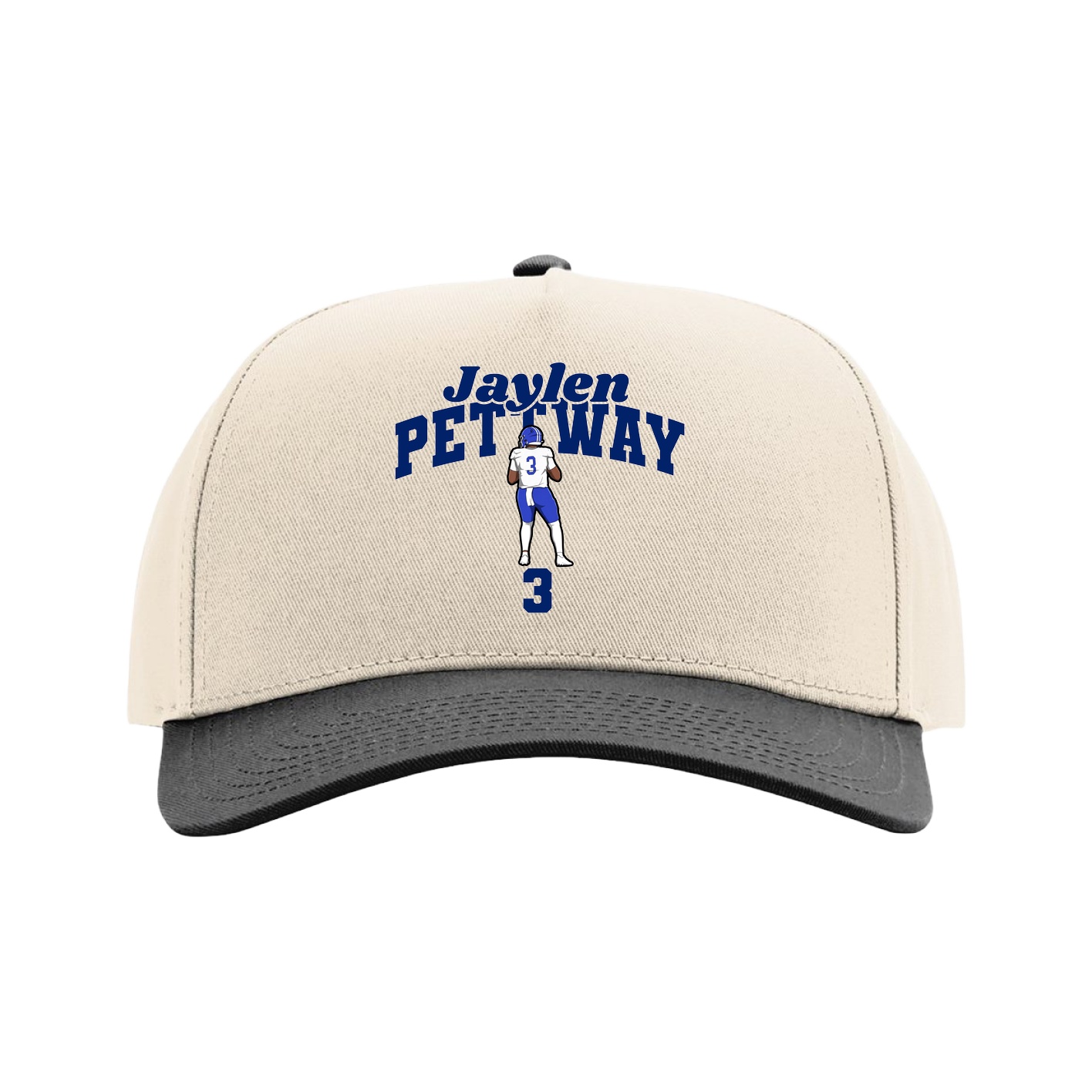 Full Fabric Five-Panel Champ Cap — Signature Arch in Cream/Black