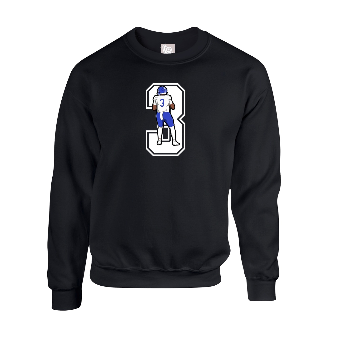 Fleece Crew — Number in Black