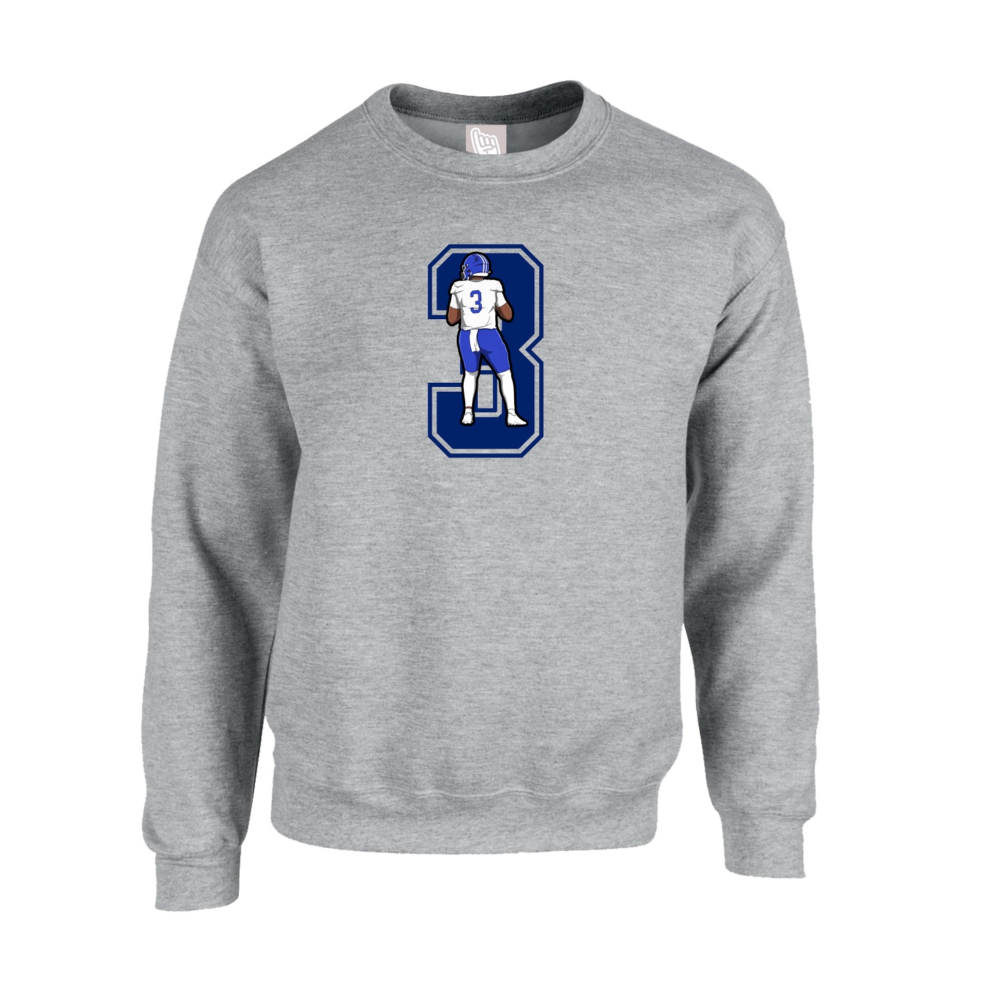 Fleece Crew — Number in Grey